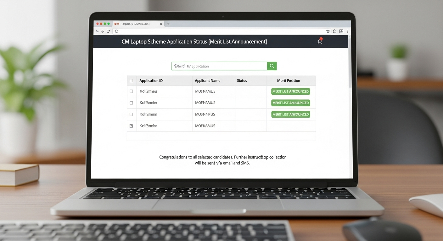 CM Laptop Scheme 2025 Application Status [Merit List Announcement]